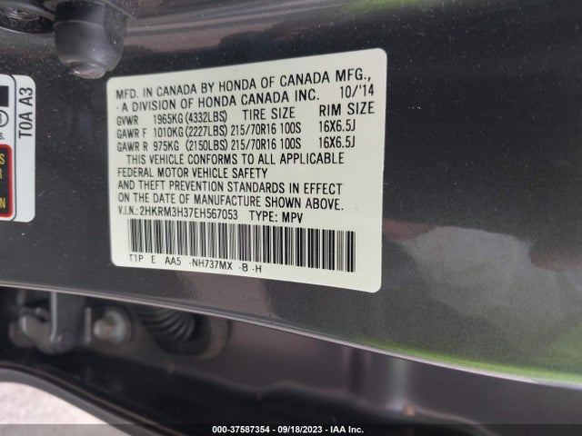 Honda CR-V LX 2014 2HKRM3H37EH567053 Image 9