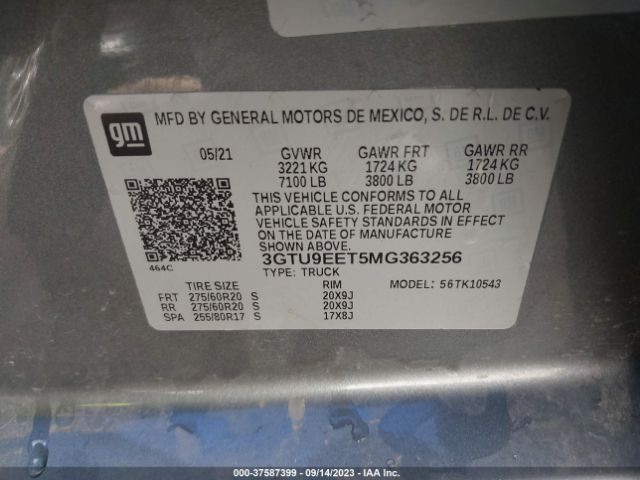 3GTU9EET5MG363256 GMC Sierra 1500 At4