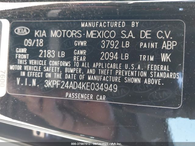 3KPF24AD4KE034949 KIA FORTE FE