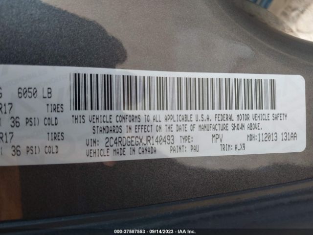 2C4RDGEGXJR140493 Dodge Grand Caravan Gt
