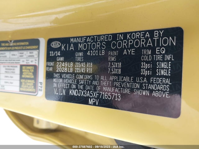 KIA Soul ! 2015 KNDJX3A5XF7165713 Image 9