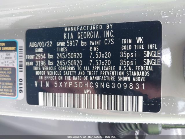 5XYP5DHC9NG309831 KIA Telluride Sx