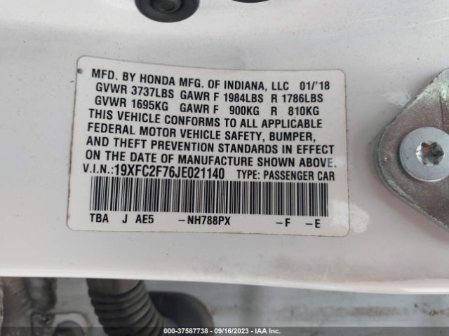 19XFC2F76JE021140 Honda Civic Sedan Ex