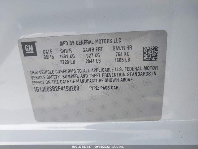 Chevrolet Sonic Ltz Auto 2015 1G1JE6SB2F4198260 Image 9