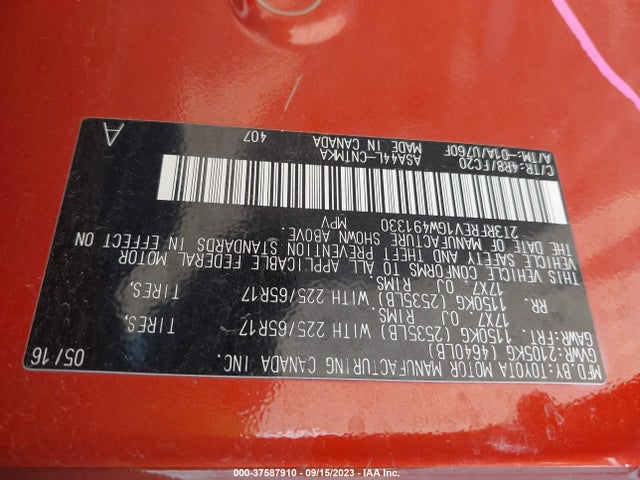Toyota Rav4 Xle 2016 2T3RFREV1GW491330 Image 9