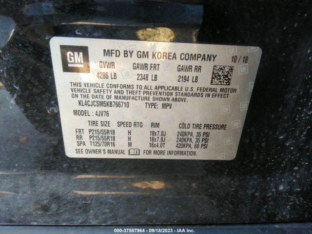 KL4CJCSM5KB766710 Buick Encore Essence