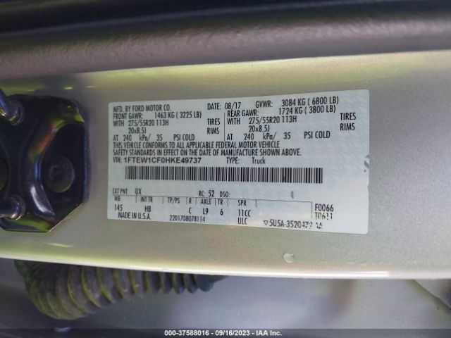 1FTEW1CF0HKE49737 Ford F-150 Xl/xlt/lariat