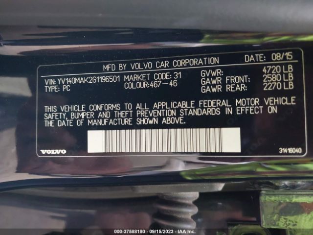 YV140MAK2G1196501 Volvo S80 T5 Drive-e