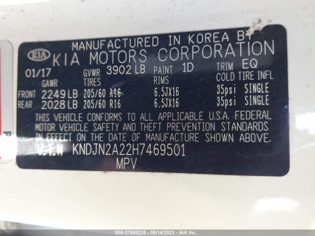 KNDJN2A22H7469501 KIA Soul Base