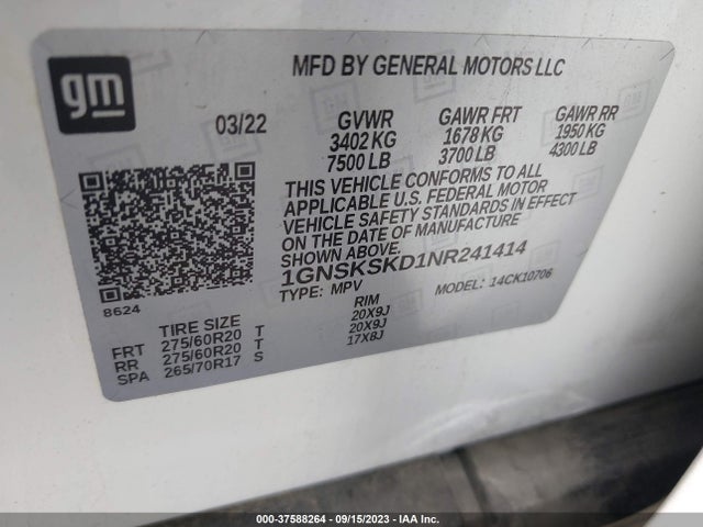Chevrolet Tahoe Premier 2022 1GNSKSKD1NR241414 Image 9