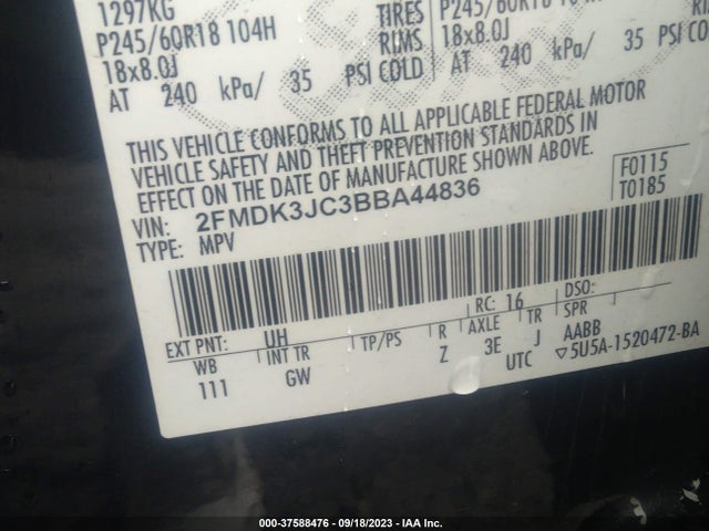 2011 FORD EDGE 2FMDK3JC3BBA44836 Photo 8