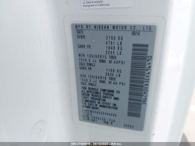 3N6CM0KN3EK696490 Nissan NV200 SV