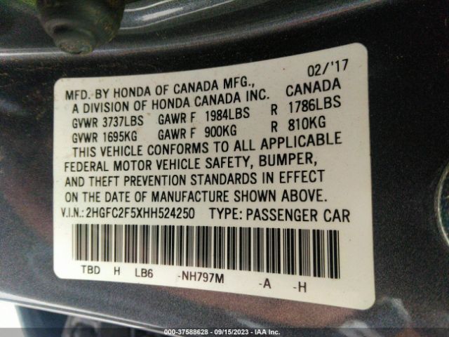 2HGFC2F5XHH524250 Honda Civic Sedan Lx