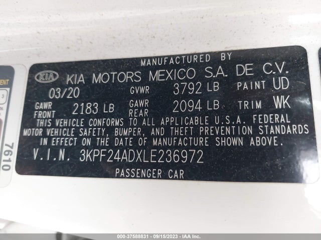 KIA Forte Lxs 2020 3KPF24ADXLE236972 Image 15