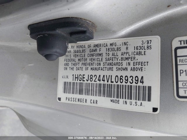 1997 HONDA CIVIC EX VIN: 1HGEJ8244VL069394