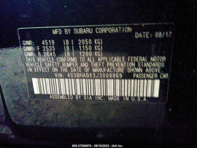 Subaru Legacy 2018 4S3BNAB63J3009969 Image 9