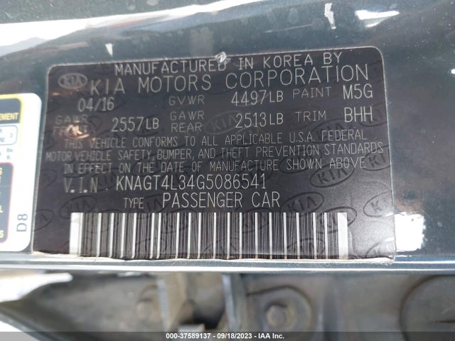 KIA Optima Lx 2016 KNAGT4L34G5086541 Image 9