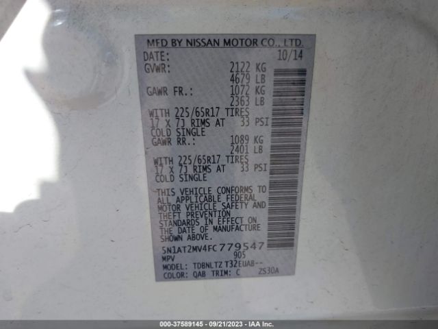 5N1AT2MV4FC779547 Nissan ROGUE SV