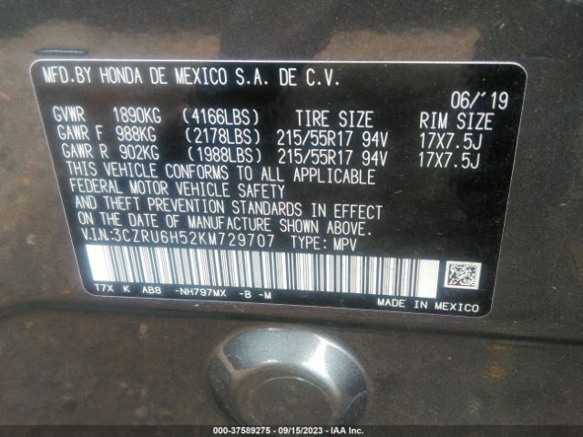 3CZRU6H52KM729707 Honda HR-V EX