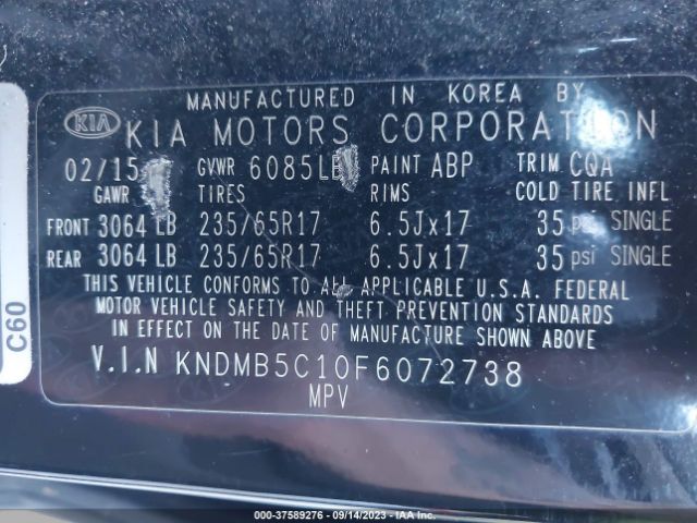 KNDMB5C10F6072738 KIA SEDONA LX