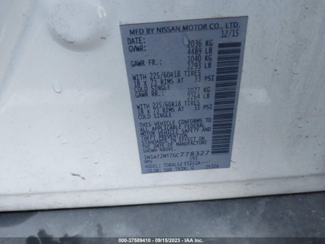 5N1AT2MT7GC778327 Nissan Rogue Sl