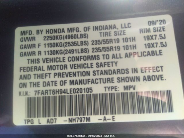 7FART6H94LE020105 Honda Cr-v Hybrid Touring