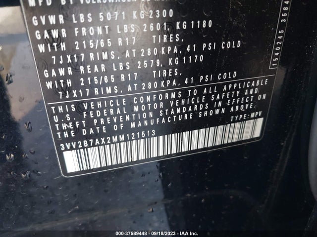 3VV2B7AX2MM121513 Volkswagen Tiguan Sel
