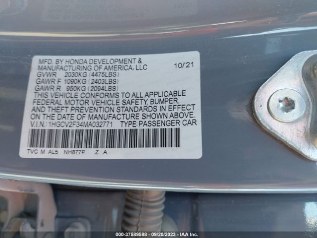 1HGCV2F34MA032771 Honda Accord Sedan Sport