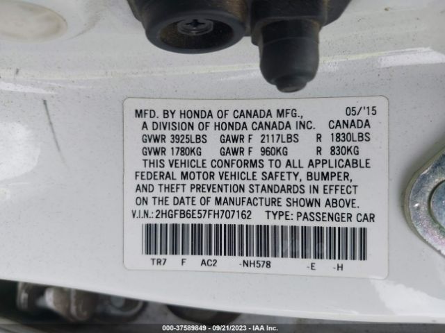 2HGFB6E57FH707162 Honda Civic Sedan Si