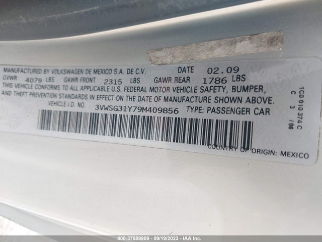 2009 VOLKSWAGEN NEW BEETLE CONVERTIBLE BLUSH VIN: 3VWSG31Y79M409856