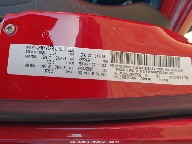 2C4RDGCG9FR635861 Dodge Grand Caravan Sxt