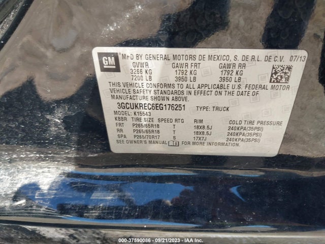 2014 CHEVROLET SILVERADO 1500 LT VIN: 3GCUKREC6EG176251