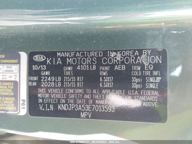 KNDJP3A53E7013593 KIA SOUL +
