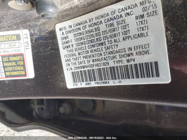 Honda CR-V EX 2015 2HKRM4H50FH631829 Image 9