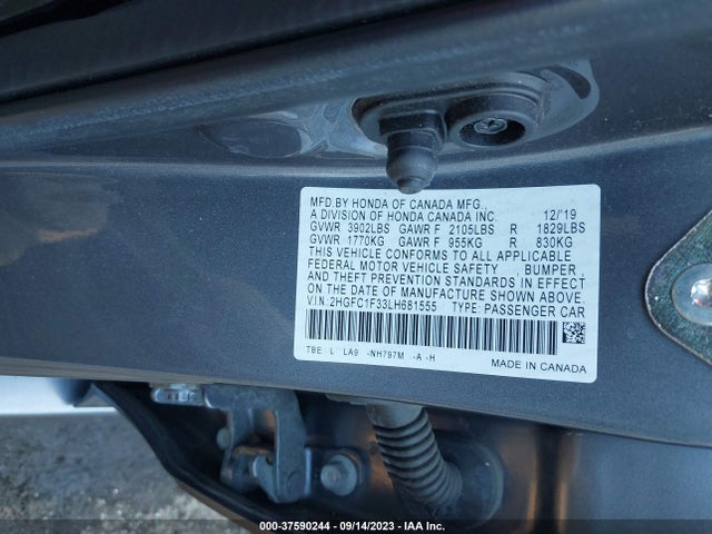 Honda CIVIC EX 2020 2HGFC1F33LH681555 Image 8