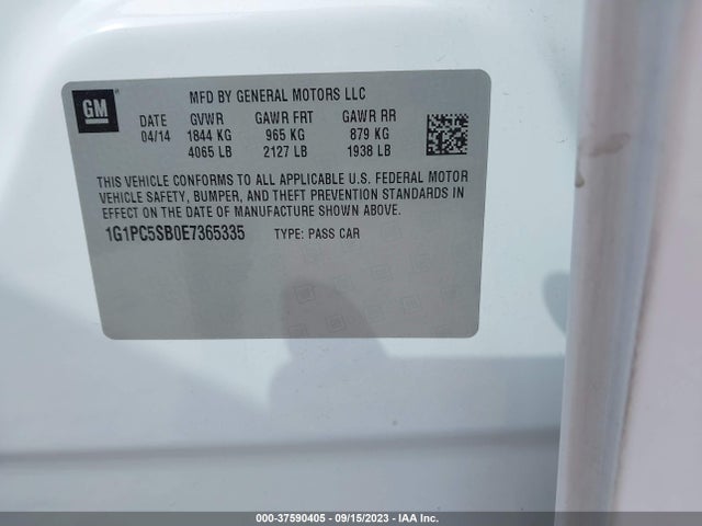 Chevrolet Cruze 1lt 2014 1G1PC5SB0E7365335 Image 9