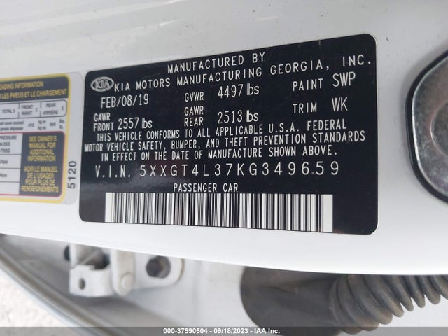 KIA Optima Lx 2019 5XXGT4L37KG349659 Image 9
