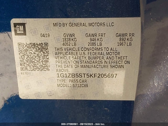Chevrolet Malibu 1ls 2019 1G1ZB5ST5KF205697 Image 9
