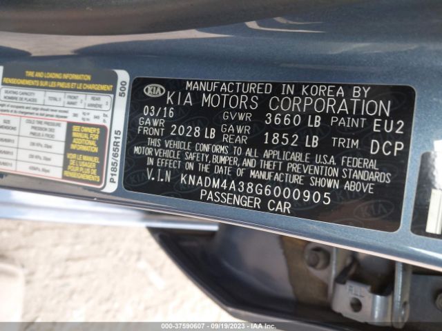 KNADM4A38G6000905 KIA RIO LX