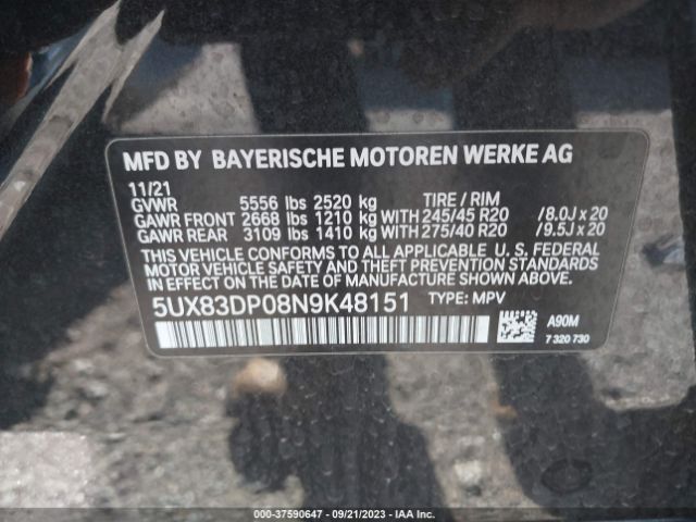 5UX83DP08N9K48151 BMW X3 M40i