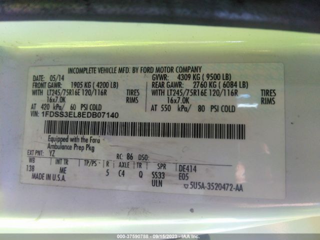 1FDSS3EL8EDB07140 Ford Econoline Cargo Van Commercial/recreational