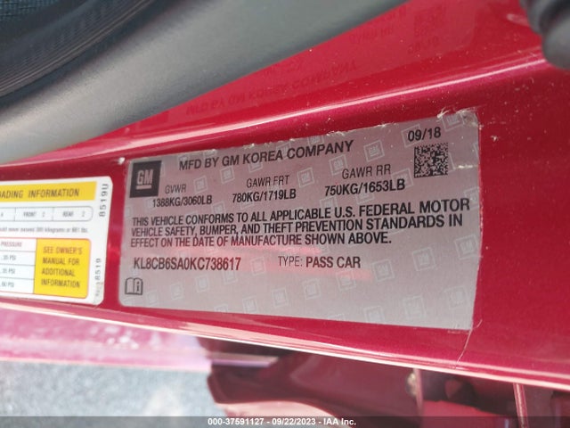 Chevrolet SPARK LS 2019 KL8CB6SA0KC738617 Image 9