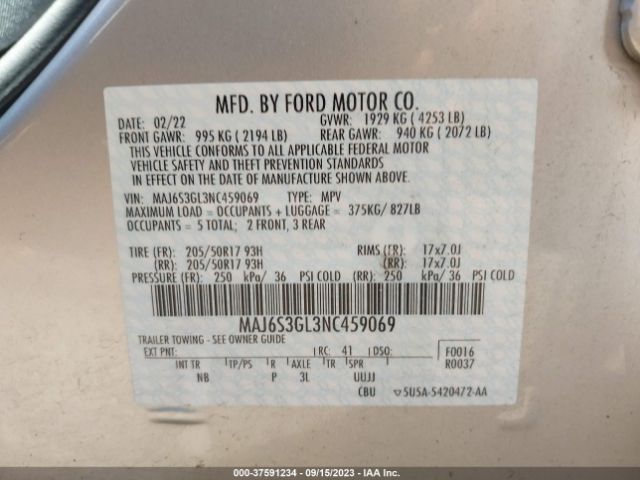 MAJ6S3GL3NC459069 Ford Ecosport Se