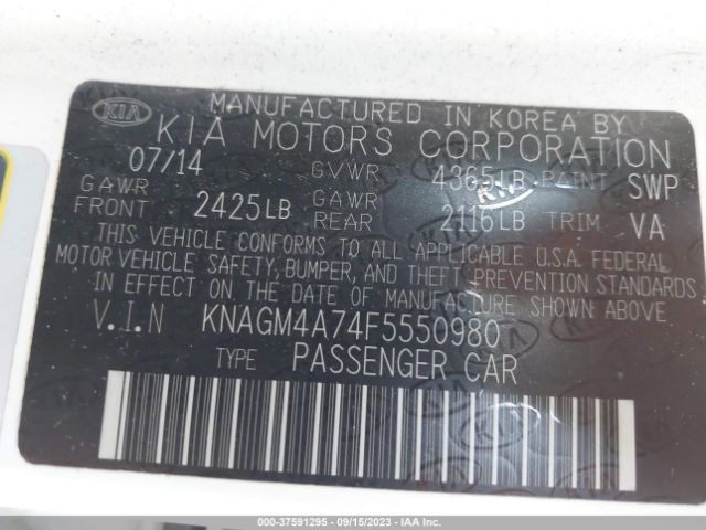 KNAGM4A74F5550980 KIA Optima Lx