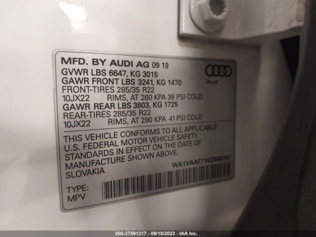 2019 AUDI Q7 WA1VAAF71KD049761 Photo 8