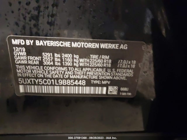BMW X3 Xdrive30i 2020 5UXTY5C01L9B85448 Image 9