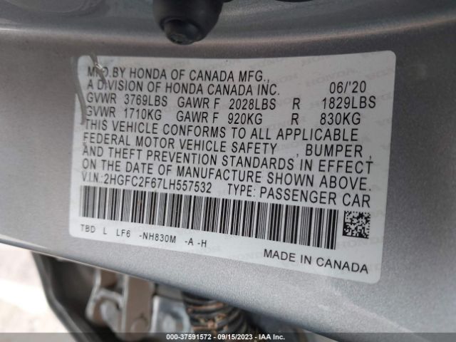 2HGFC2F67LH557532 Honda Civic Sedan Lx