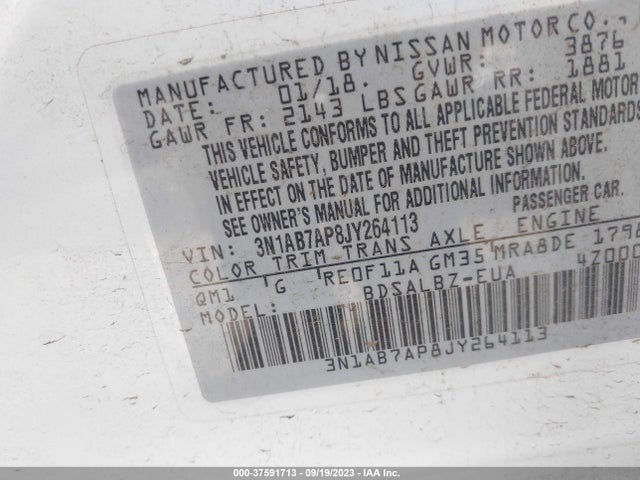 Nissan SENTRA S 2018 3N1AB7AP8JY264113 Image 9