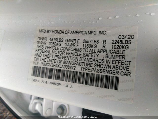 1HGCV3F9XLA008872 Honda Accord Hybrid Touring