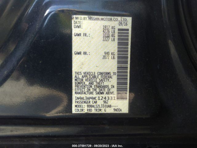 1N4AL3AP4HC124331 Nissan Altima 2.5 Sl/2.5 Sr/2.5 Sv/2.5/2.5 S